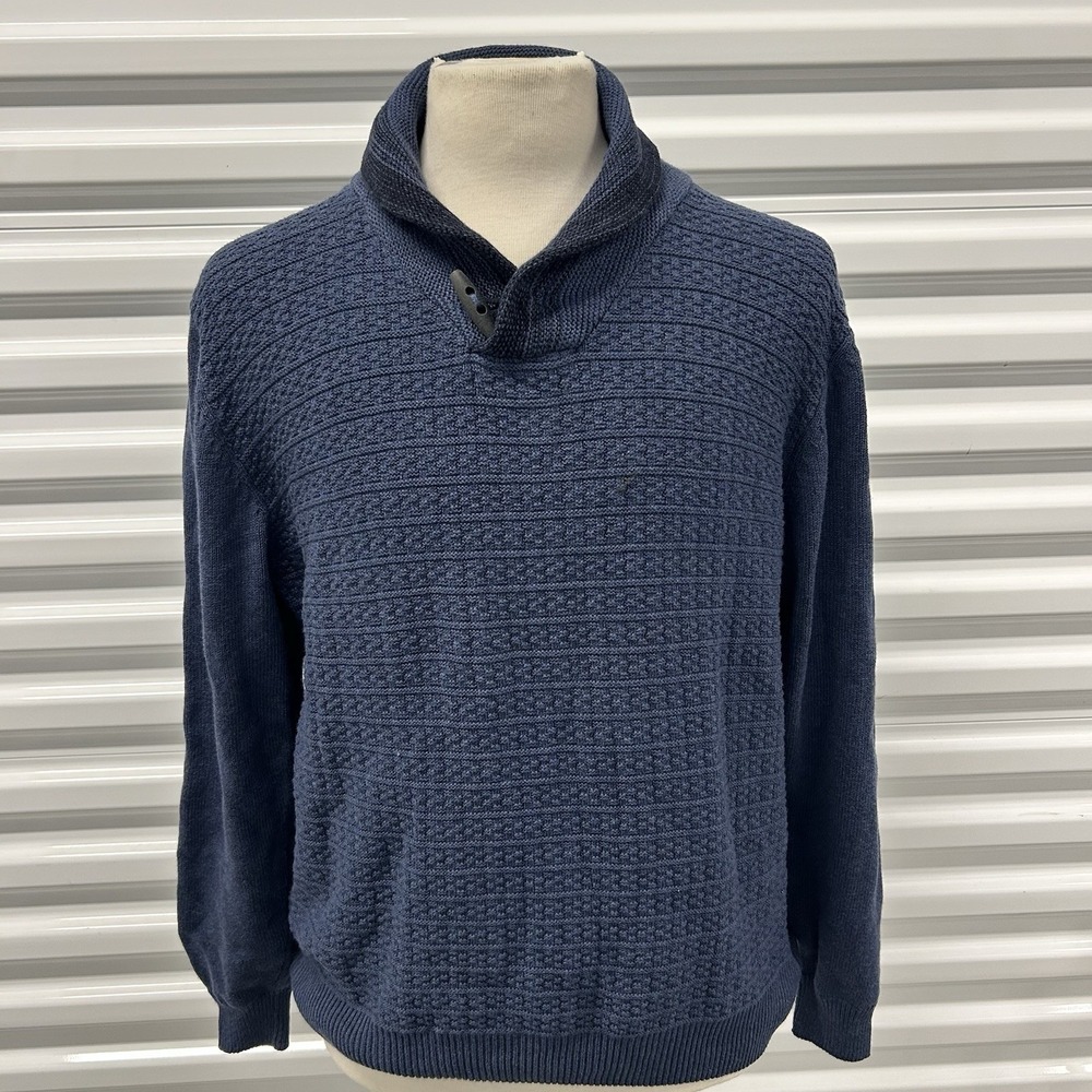 Weatherproof Chunky Shawl Collar Cable Knitwear Cotton Fisherman Sweater Sz XL
